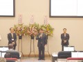 ＪＵ熊本の永松理事長がセレモニーに駆けつけ、震災復興支援に感謝の言葉を述べた
