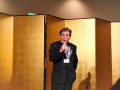 懇親会で挨拶するＪＵ九州の西村一博指導環境委員長