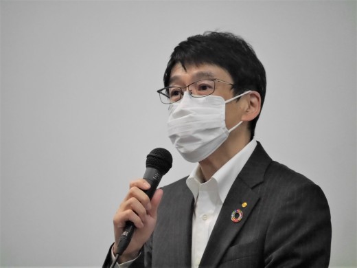 北口社長が会員への感謝の言葉を述べた