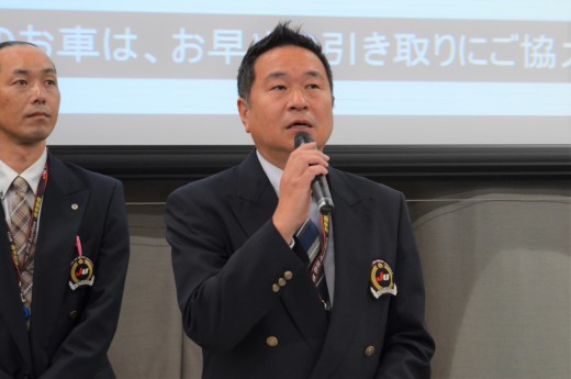 あいさつを述べる青年部ＯＢ会会長の加藤拓彦氏