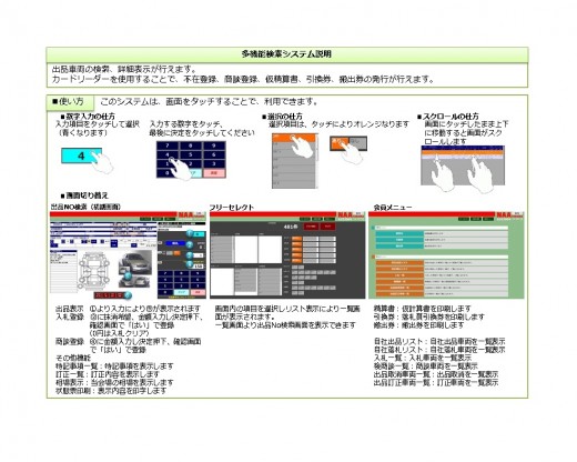 端末機の情報検索メニュー画面