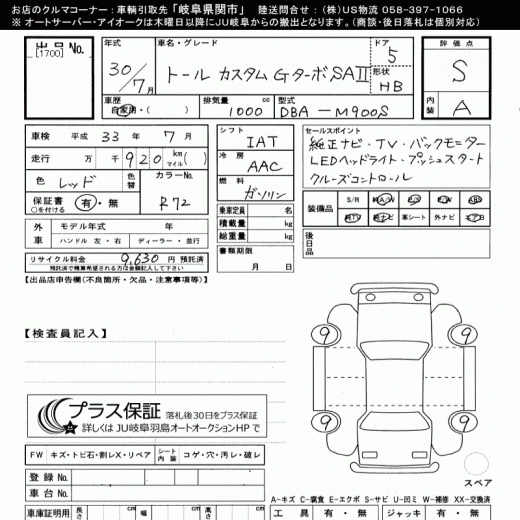 対象車両の出品表に「プラス保証」の明記を行なう