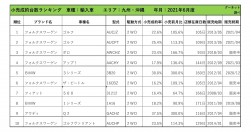 2021年6月度　輸入車小売成約台数ランキング【九州・沖縄エリア】