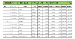 2022年3月度　輸入車自動車小売成約台数ランキング【九州・沖縄エリア】