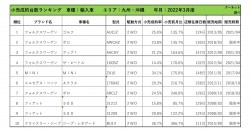 2022年3月度　輸入車自動車小売成約台数ランキング【九州・沖縄エリア】