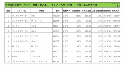 2022年6月度　輸入車自動車小売成約台数ランキング【九州・沖縄エリア】