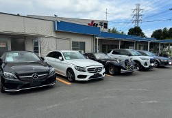 会場前に並ぶ良質の出品車