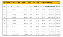 2025年3月度　国産車小売成約台数ランキング【九州・沖縄エリア】