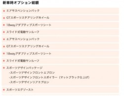 新車時オプションを表示