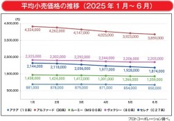 平均小売価格の推移（２０２５年１月～６月）