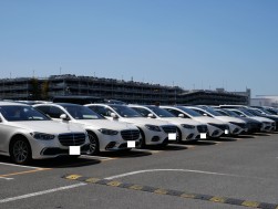 ずらりと立ち並ぶメルセデス