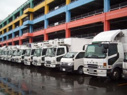 大型車を中心に並ぶ冷蔵冷凍車