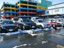 雪が残る中、良質車が並ぶＵＳＳ横浜会場