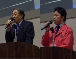 新年の抱負を語る岩瀬理事長（左）と熊崎社長