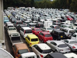 出品ヤードは所狭しと出品車両で埋め尽くされた