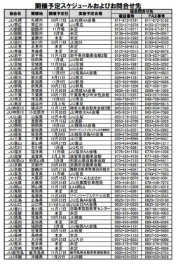 開催予定スケジュールおよび問合せ先（日程は7月下旬時点の予定）