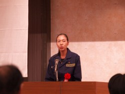 来賓の金子恵美参議院議員　震災避難所の視察、支援活動を通し復興支援と風評被害解消の必要性を述べた。