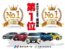 「宮城県内販売台数ＮＯ．１」および「宮城県内在庫台数ＮＯ.１」を取得