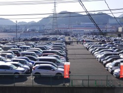 会場前ヤードを埋めたMAA九州ジョイントの出品車