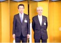 海津会長（左）と木谷本部担当理事（右）