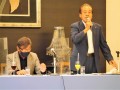 財藤会長（写真右）が目標必達を呼び掛けた