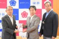 左から佐川町長、恒成会場長、千葉常務理事