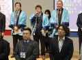 セレモニーで謝辞を述べる吉田博徳青年部会長
