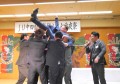 前夜祭の最後には各県青年部会長が森本代表幹事を胴上げ