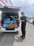 木場代表幹事は荷室に満載の支援物資を届けた（写真提供＝ＪＵ熊本）