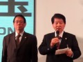 挨拶を行うJU埼玉AA小川会長・社長（右）とJU埼玉沼尾理事長（左）