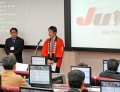 多くの出品と来場に謝辞を述べるＪＵ熊本坂本正和青年部長（マイカーランド熊本）