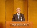 懇親会の席で就任挨拶を行う澤田稔会長・理事長